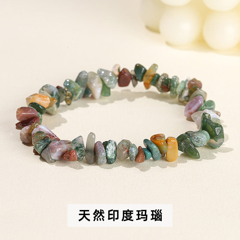 Wholesale natural crystal agate colorful gravel elastic bracelet